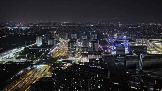 4K杭州东站城东新城夜景视频素材模板下载