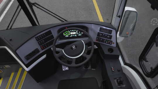 客车 大巴车 电动客车 方向盘视频素材模板下载