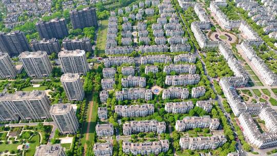 杭州郊区临平区高楼大厦小区航拍城市风景视