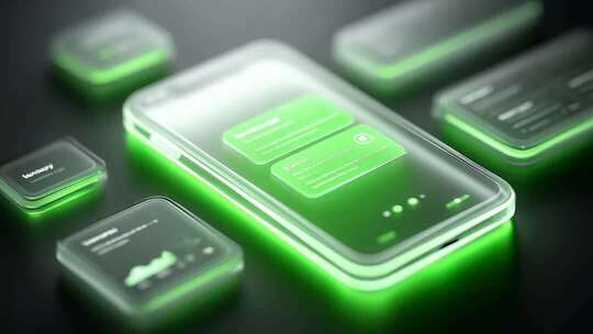 未来科技感透明手机界面应用展示