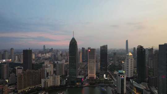 航拍武汉城市地标天际线商业建筑群夜景街景