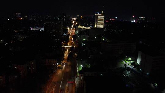 湖南益阳城市地标建筑桥梁夜景航拍