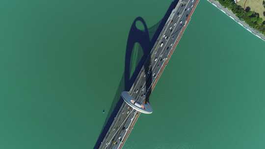 广州珠江猎德大桥俯视航拍视频素材模板下载
