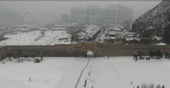 大境门雪景高清在线视频素材下载