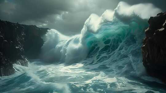 海洋海边海浪特写唯美巨浪浪花波涛汹涌翻滚