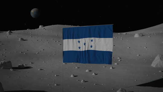 月球上的洪都拉斯国旗|超高清|60fps