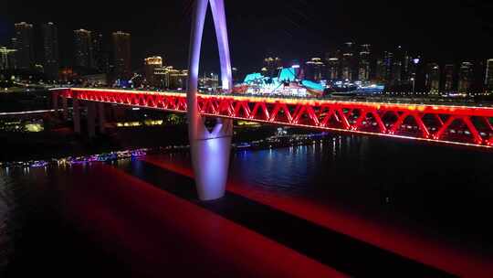 航拍重庆大桥夜景