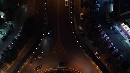 航拍湖南岳阳立交桥交通夜景视频素材模板下载