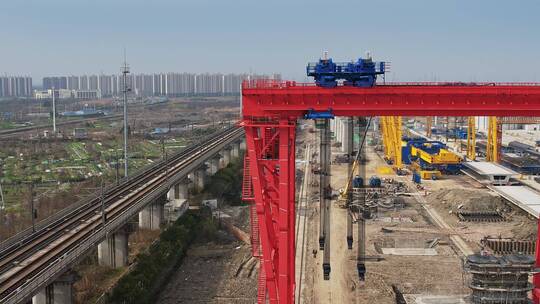 上海城市轨道交通与建筑工程施工地视频素材模板下载