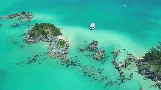 百慕大，岩礁，大西洋，美丽的风景，热带天堂，空中飞行