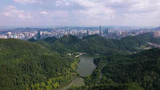 航拍贵阳城市建筑城市空景