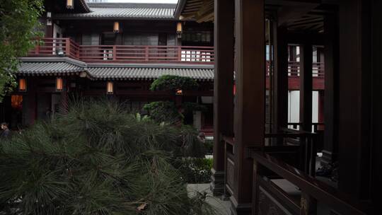 杭州大兜路香积寺禅院建筑视频视频素材模板下载