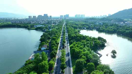 浙江省杭州市湘湖白天航拍素材18