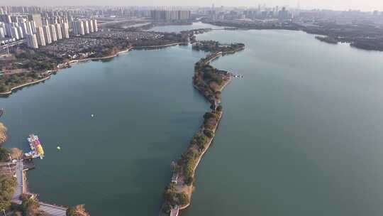 京杭运河石湖景区天镜阁美景（航拍素材）