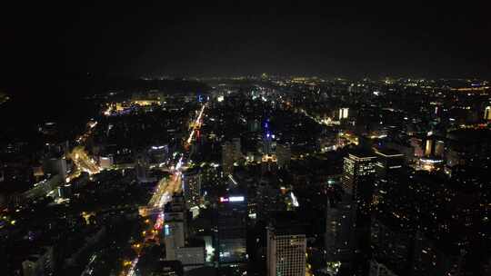 浙江杭州城市夜景交通航拍