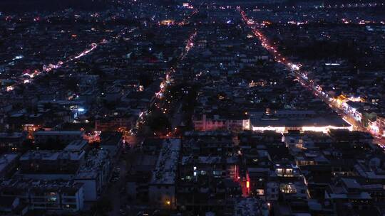 大理旅游大理古城夜景航拍