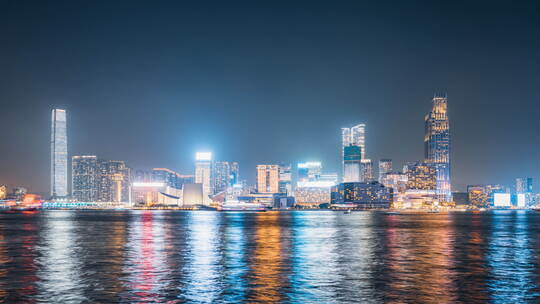 香港九龙半岛尖沙咀城市天际线延时摄影视频素材模板下载