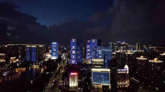 佛山千灯湖夜景灯光秀航拍