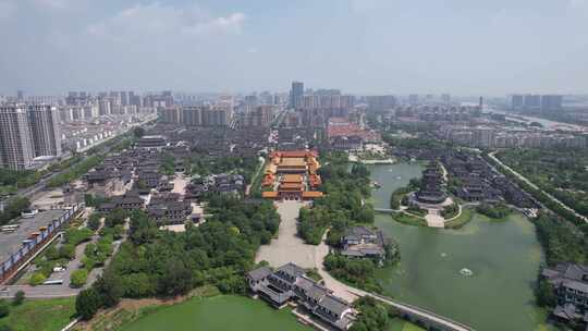 江苏宿迁城市风光项王故里景区航拍