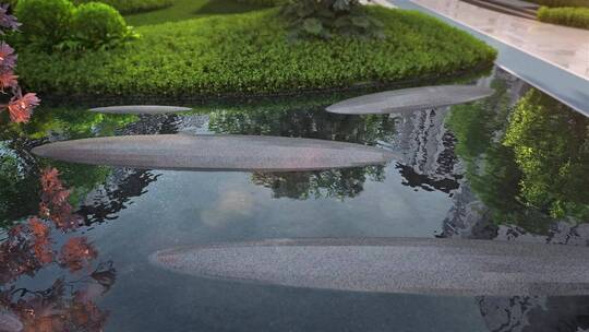 唯美新中式园林水景三维镜头视频素材模板下载