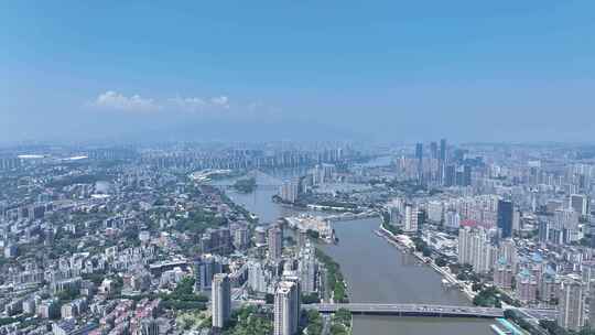 福州大景航拍闽江两岸城市建筑风光福州全景