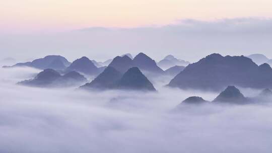 4k 航拍清晨万峰林山峦群山