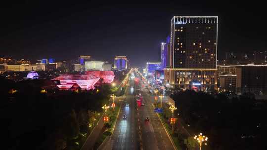 江西上饶城市夜景灯光交通航拍