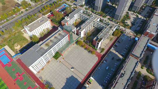 航拍陕西城市现代化发展建筑