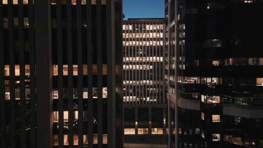 哈利法克斯的电影无人机拍摄摩天大楼办公窗