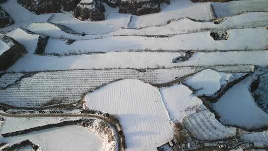 雪后乡村全景航拍风光