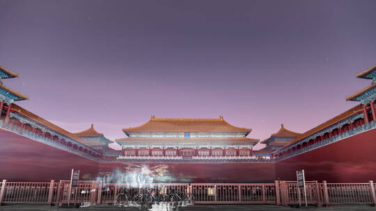 北京紫禁城午门夜景延时视频视频素材模板下载