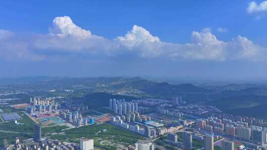 航拍枣庄500米高空看新城南石片区视频素材模板下载