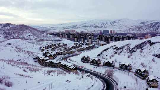 阿勒泰市 将军山滑雪场   航拍4k新疆