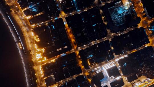 浦西夜景俯拍风光视频素材模板下载