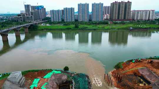 贵港城市风光郁江建筑贵港大东码头渡口