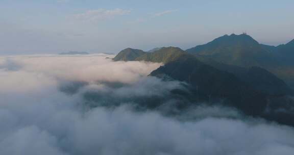 杭州千岛湖山峰高山云海风光航拍