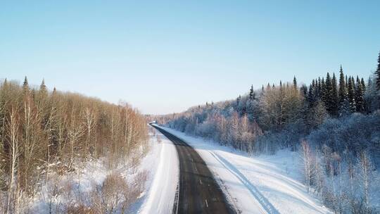 冬季公路两侧雪景