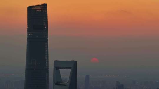 上海三大摩天大楼夕阳