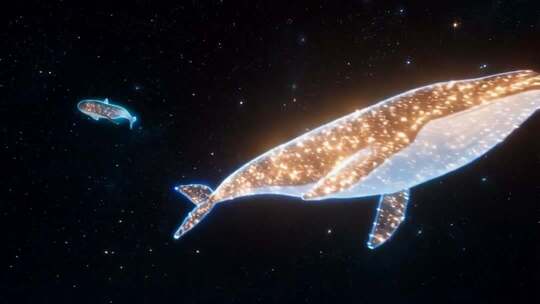 星空下粒子效果鲸鱼动画素材