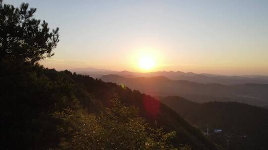 航拍城市夕阳日落