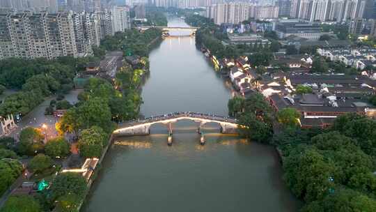 杭州拱宸桥夜景航拍