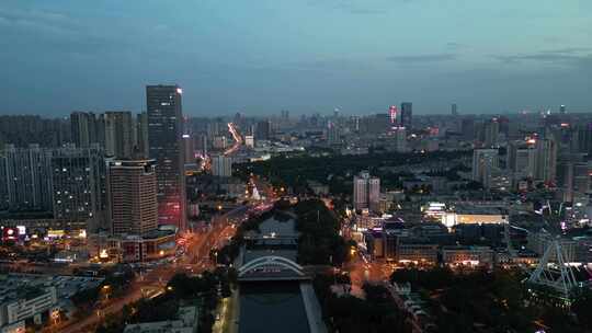 航拍安徽合肥夜景合肥老城区夜景