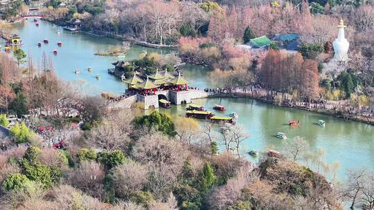 航拍瘦西湖风景区大明寺观音山园林寺庙