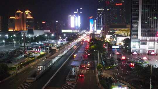 广州天河区交通夜景车流天河路