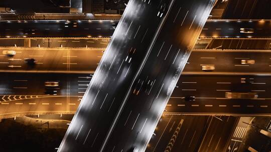 城市双层高速夜景延时摄影