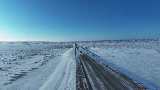 冬季新疆公路航拍