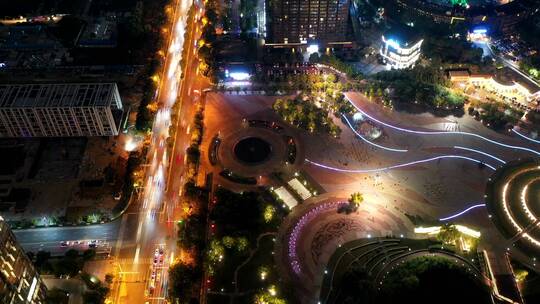 航拍南京百家湖夜景延时经典