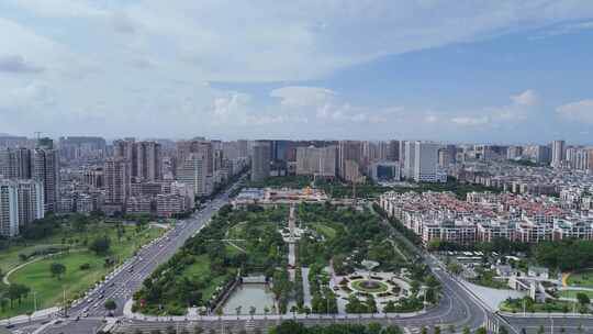 广东汕头城市绿化开放广场航拍