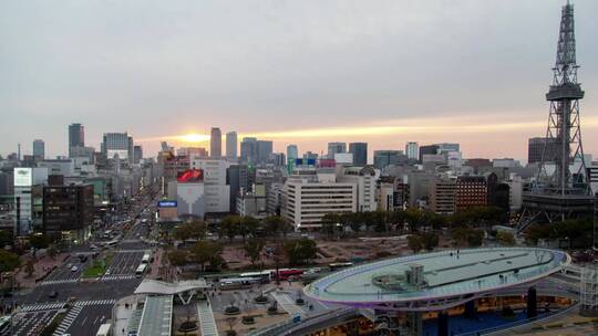 横滨市的日落到夜晚