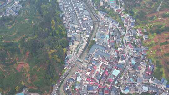 农村集贸市场菜市场农贸市场集市赶集航拍